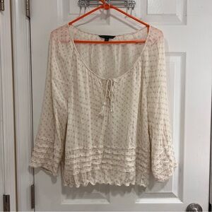 American Eagle Outfitters Cream Blouse with Pattern Design